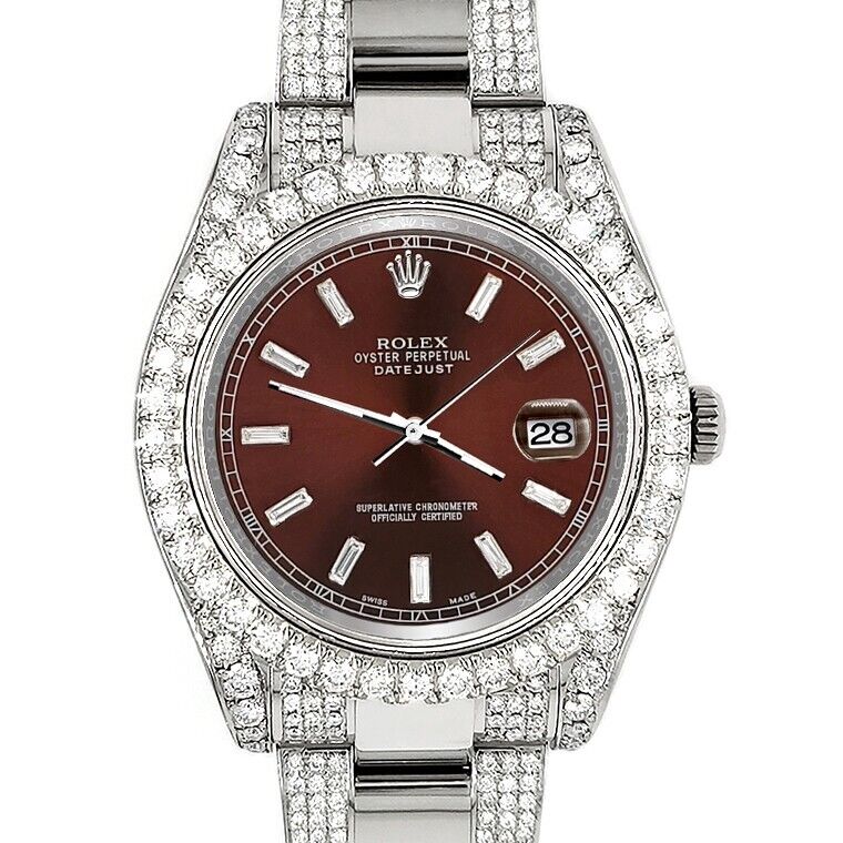 title:Rolex Datejust II 10.3CT Pave Diamond Bezel/Case/Bracelet/Chocolate Baguette B/P TFJ-142508237;color:not applicable