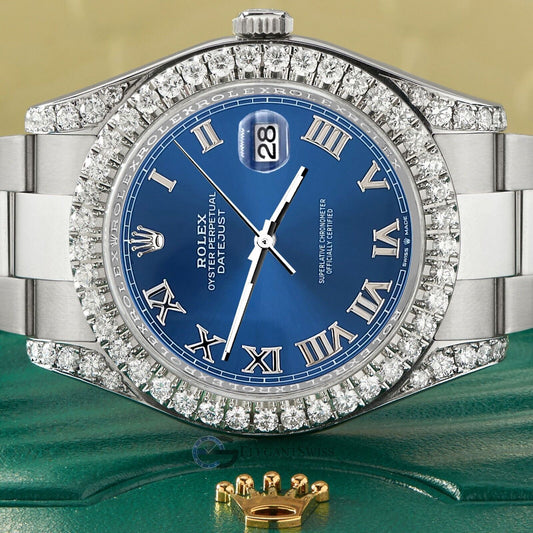 title:Rolex Datejust II 41mm Watch 4.5CT Diamond Watch With Blue Roman Dial Box Paper TFJ-142508220;color:not applicable