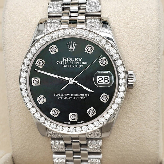 title:Rolex Datejust Midsize 31mm 3.3ct Diamond Bezel/Bracelet/Black MOP Dial Watch TFJ-142508199;color:not applicable