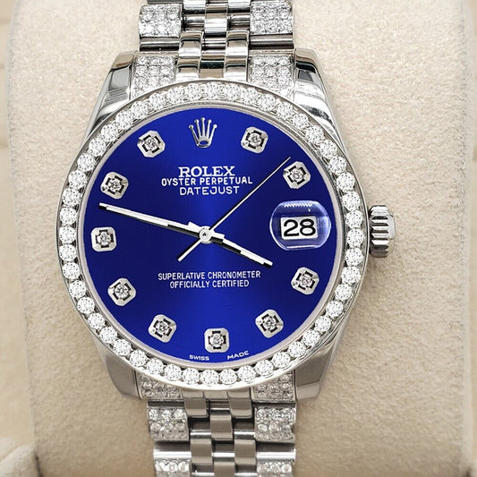 title:Rolex Datejust Midsize 31mm 3.30ct Diamond Bezel/Bracelet/Nay Blue Dial Watch TFJ-142508190;color:not applicable