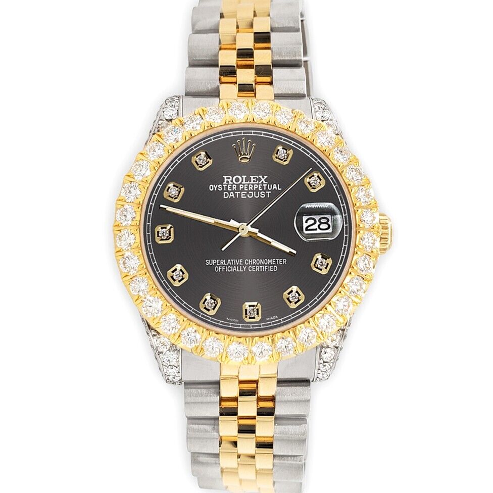 title:Rolex Datejust 31mm 2-Tone Watch 4.4ct Diamond Rhodium Gray Dial/Bezel/Case/Lugs TFJ-142508082;color:not applicable