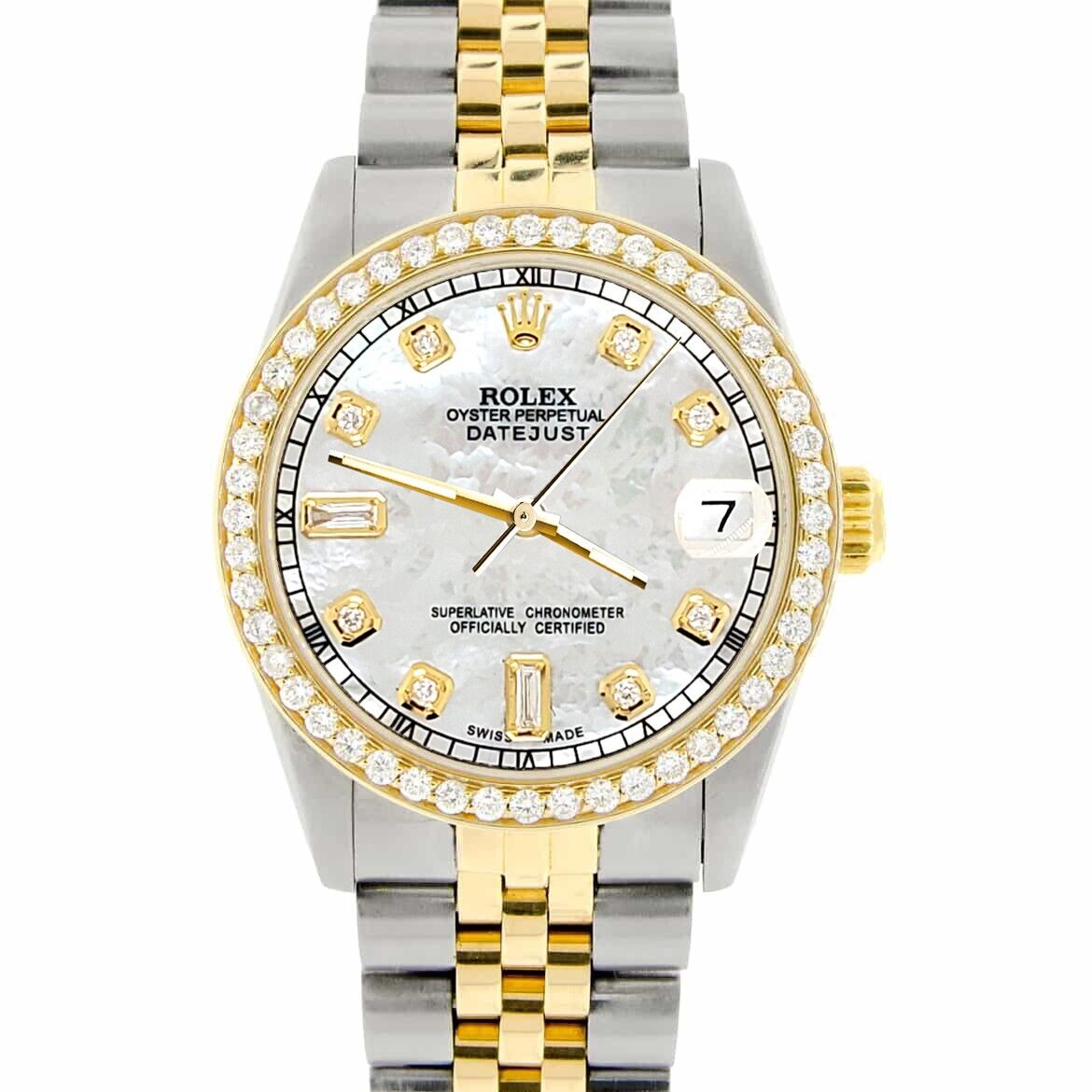 title:Rolex Datejust 31mm 2-Tone Watch  Diamond Bezel/White MOP Diamond Dial TFJ-142508000;color:not applicable