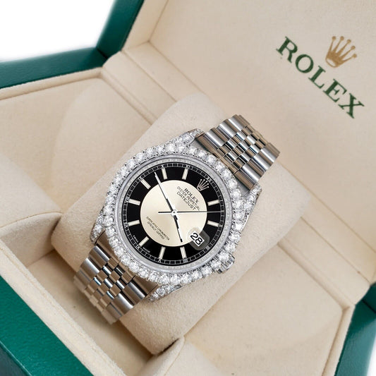 title:Rolex Datejust 36mm 3.9CT Diamond Bezel/Lugs/ &quot;Bullseye&quot; Stick Dial Watch TFJ-142507977;color:not applicable