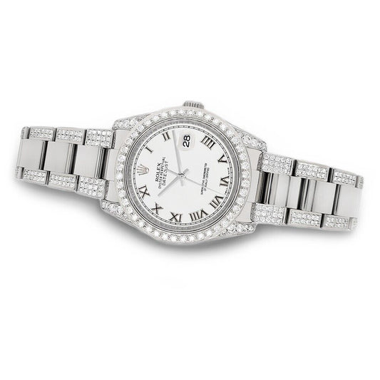 title:Rolex Datejust 36mm 5.9ct Diamonds Watch with White Roman Dial   TFJ-142507984;color:not applicable