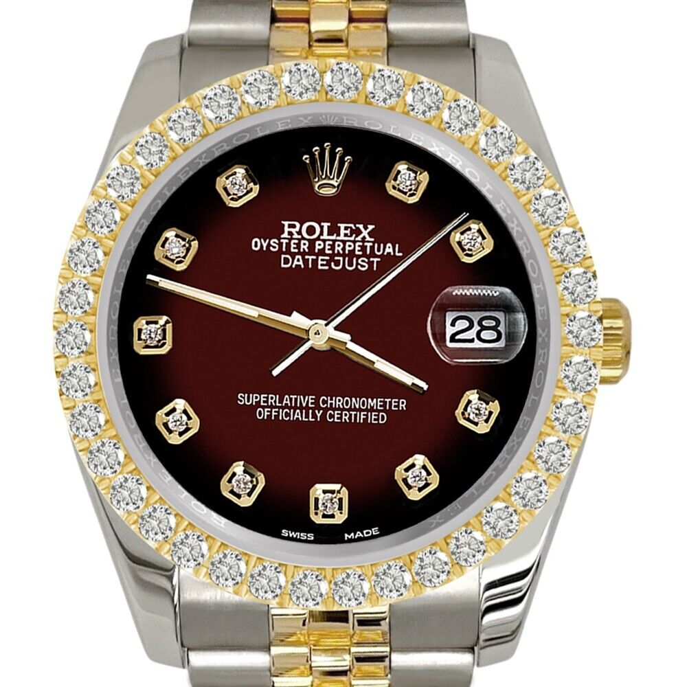 title:Rolex Datejust    Diamond Bezel/Maroon Vignette Jubilee Watch TFJ-142507955;color:not applicable