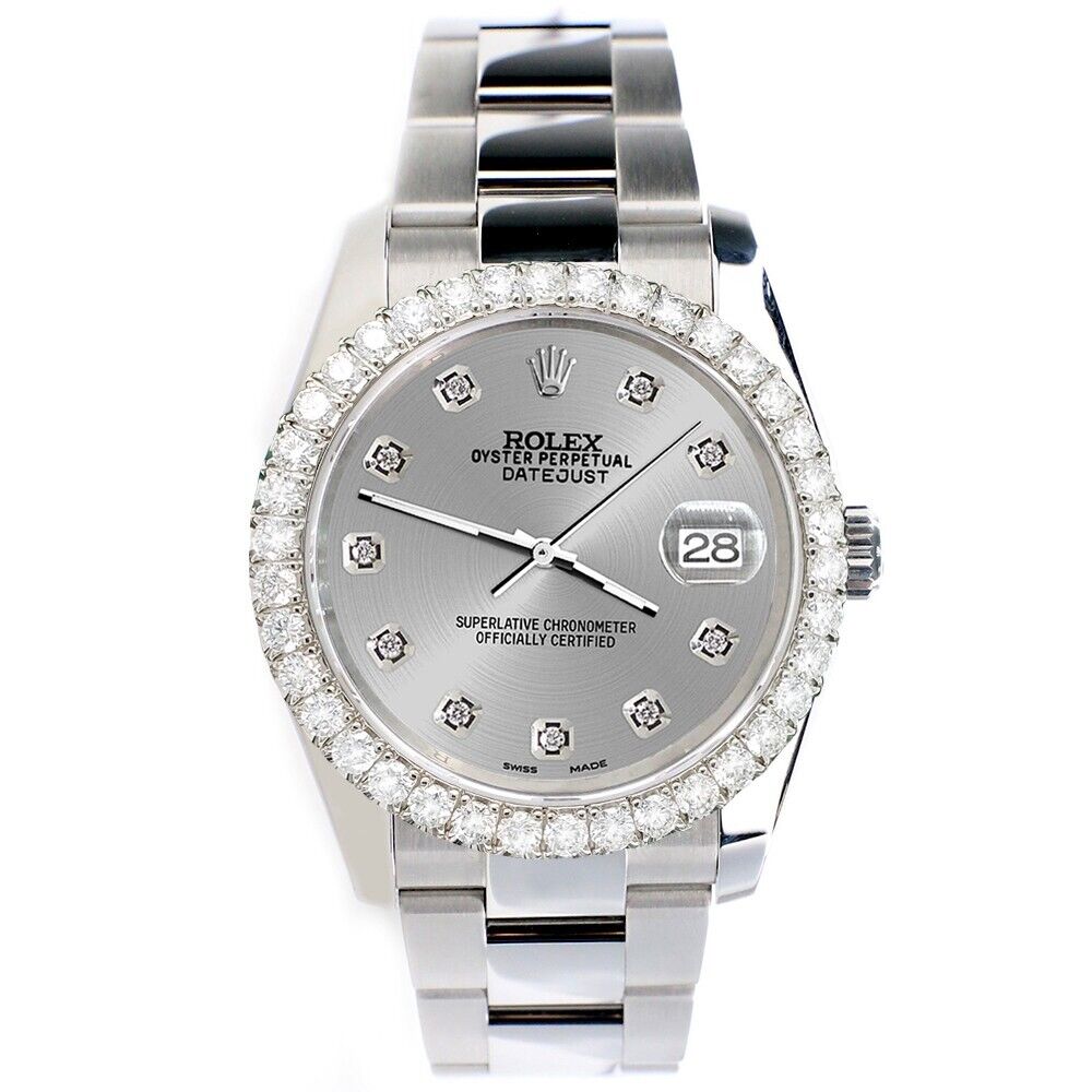 title:Rolex Datejust   Diamond Bezel/Silver Diamond Dial Steel Watch TFJ-142507928;color:not applicable