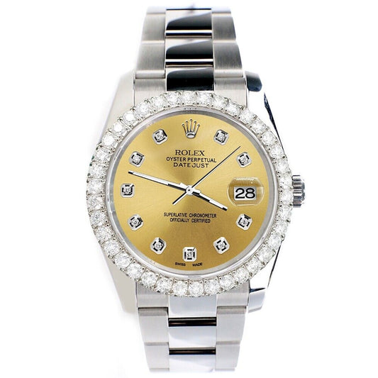 title:Rolex Datejust   Diamond Bezel/Champagne Diamond Dial Watch TFJ-142507908;color:not applicable