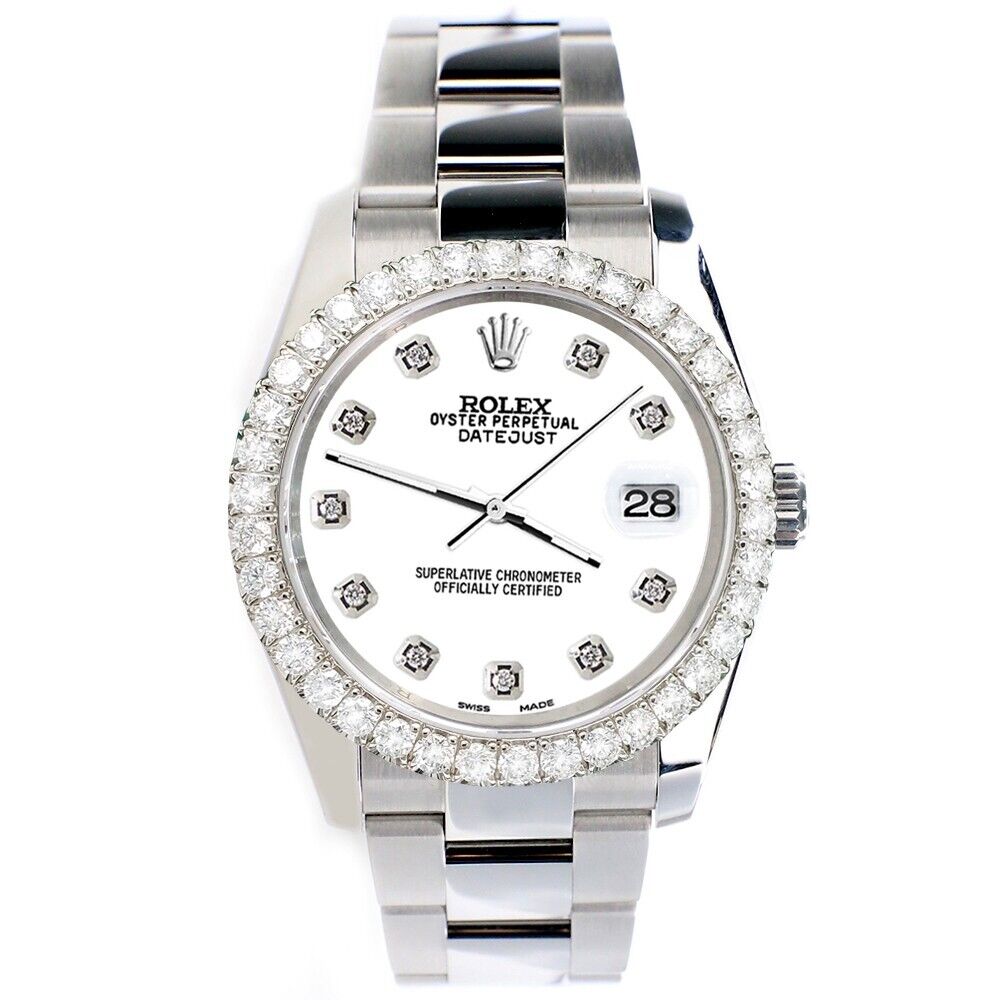 title:Rolex Datejust   Diamond Bezel/White Diamond Dial Steel Watch TFJ-142507904;color:not applicable