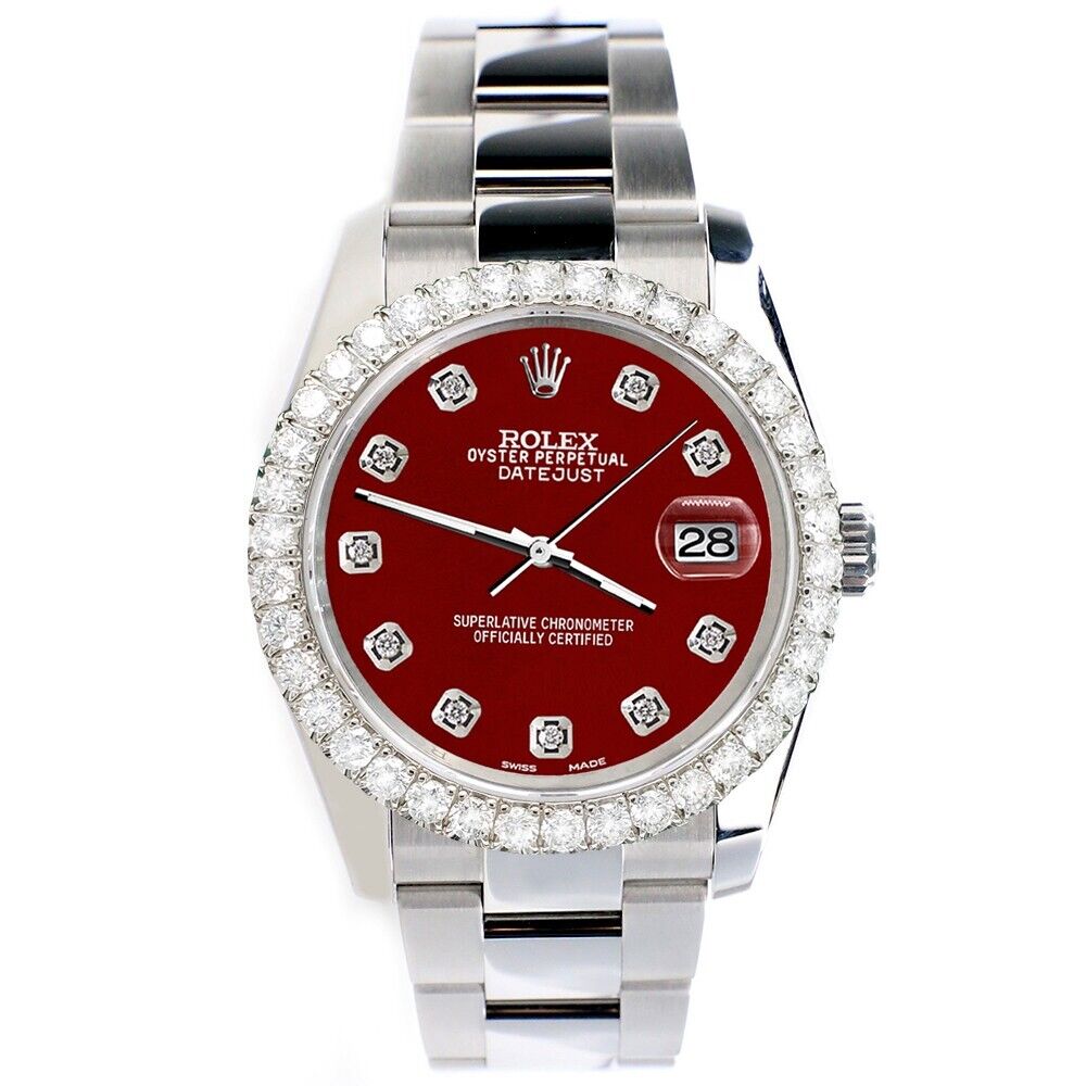 title:Rolex Datejust  Imperial Red Dial with Custom Diamond Bezel  TFJ-142507898;color:not applicable