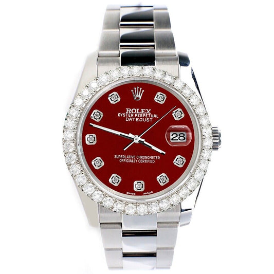 title:Rolex Datejust  Imperial Red Dial with Custom Diamond Bezel  TFJ-142507898;color:not applicable