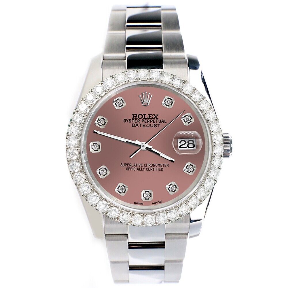 title:Rolex Datejust 36mm 2.7ct Salmon Dial with Custom Diamond Bezel   TFJ-142507896;color:not applicable