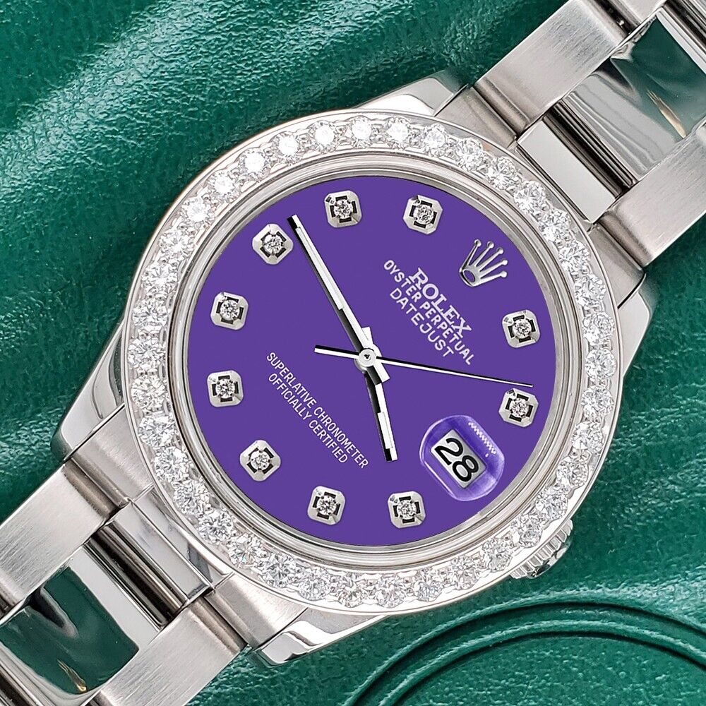 title:Rolex Datejust Midsize 31mm 1.52ct Bezel/Pastel Purple Diamond Dial Oyster Watch TFJ-142507877;color:not applicable