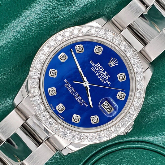 title:Rolex Datejust Midsize 31mm 1.52ct Bezel/Royal Blue MOP Dial Oyster Watch TFJ-142507872;color:not applicable