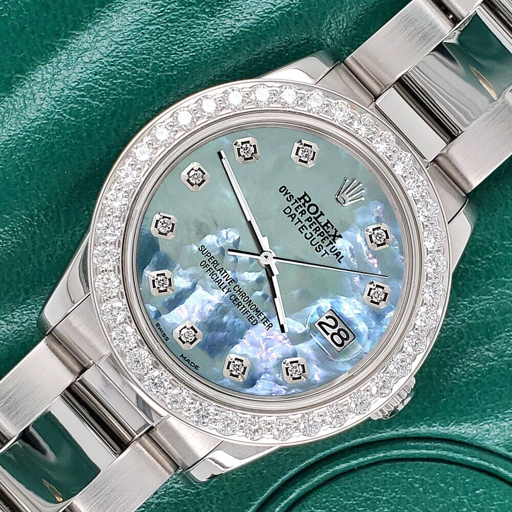 title:Rolex Datejust Midsize 31mm 1.52ct Bezel/Tahitian Blue Diamond Dial Oyster Watch TFJ-142507886;color:not applicable