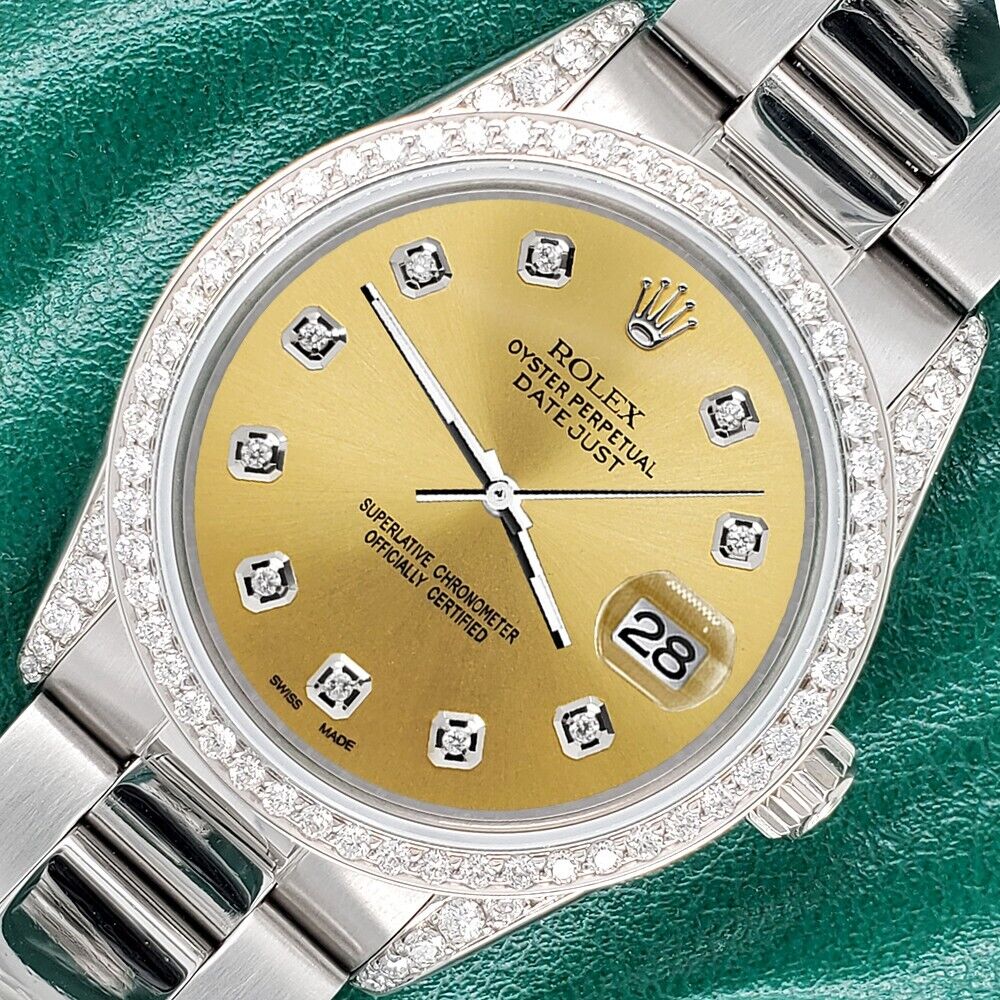 title:Rolex Datejust 36mm 1.95CT Diamond Bezel/Lugs/Champagne Dial Steel Oyster Watch TFJ-142507884;color:not applicable