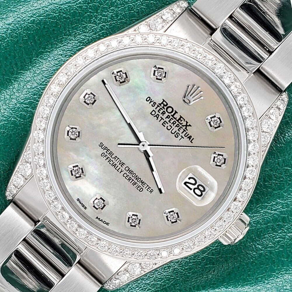 title:Rolex Datejust 36mm 1.95CT Diamond Bezel/Lugs/Champagne MOP Steel Oyster Watch TFJ-142507870;color:not applicable