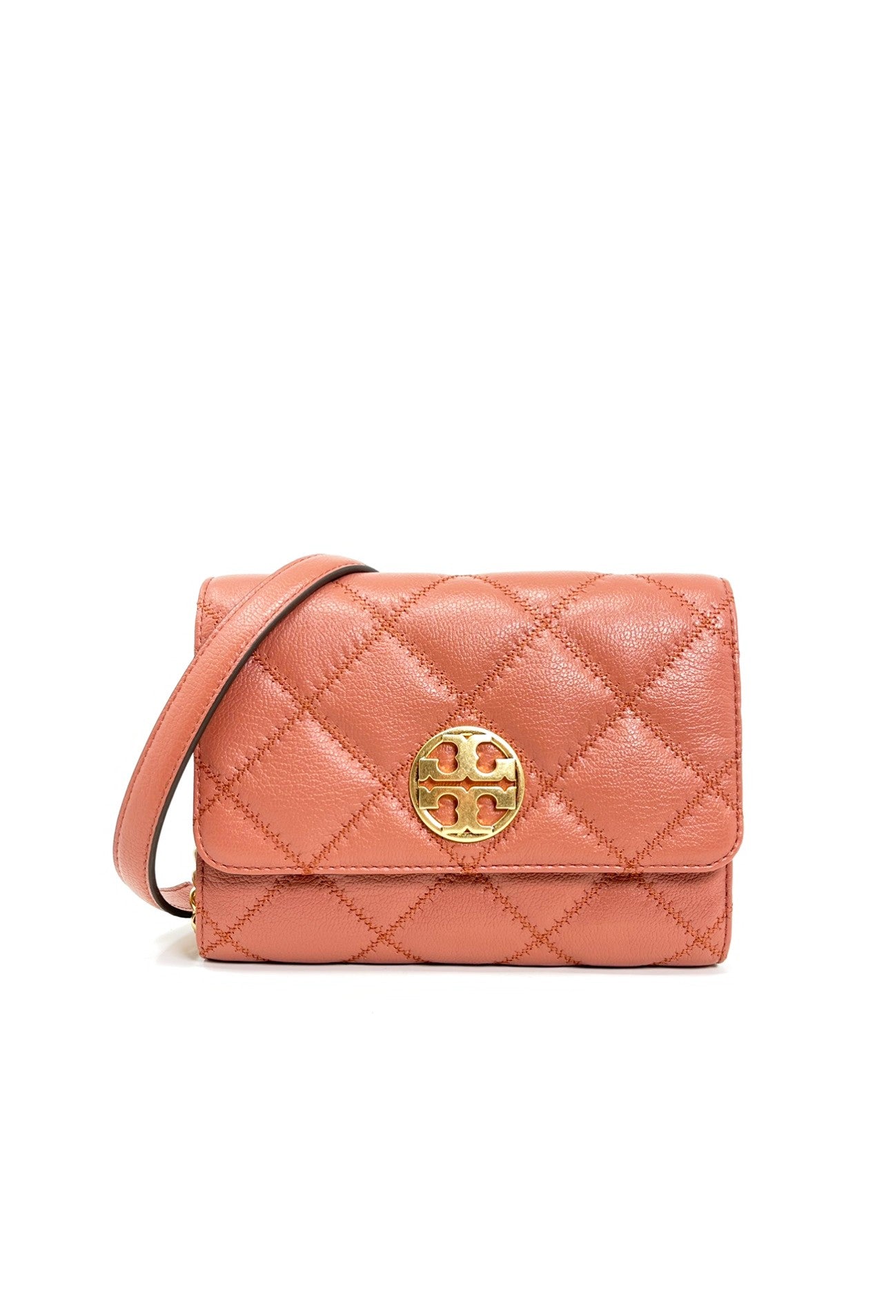 title:Tory Burch Toasted Pecan Willa Chain Wallet;color:Toasted Pecan