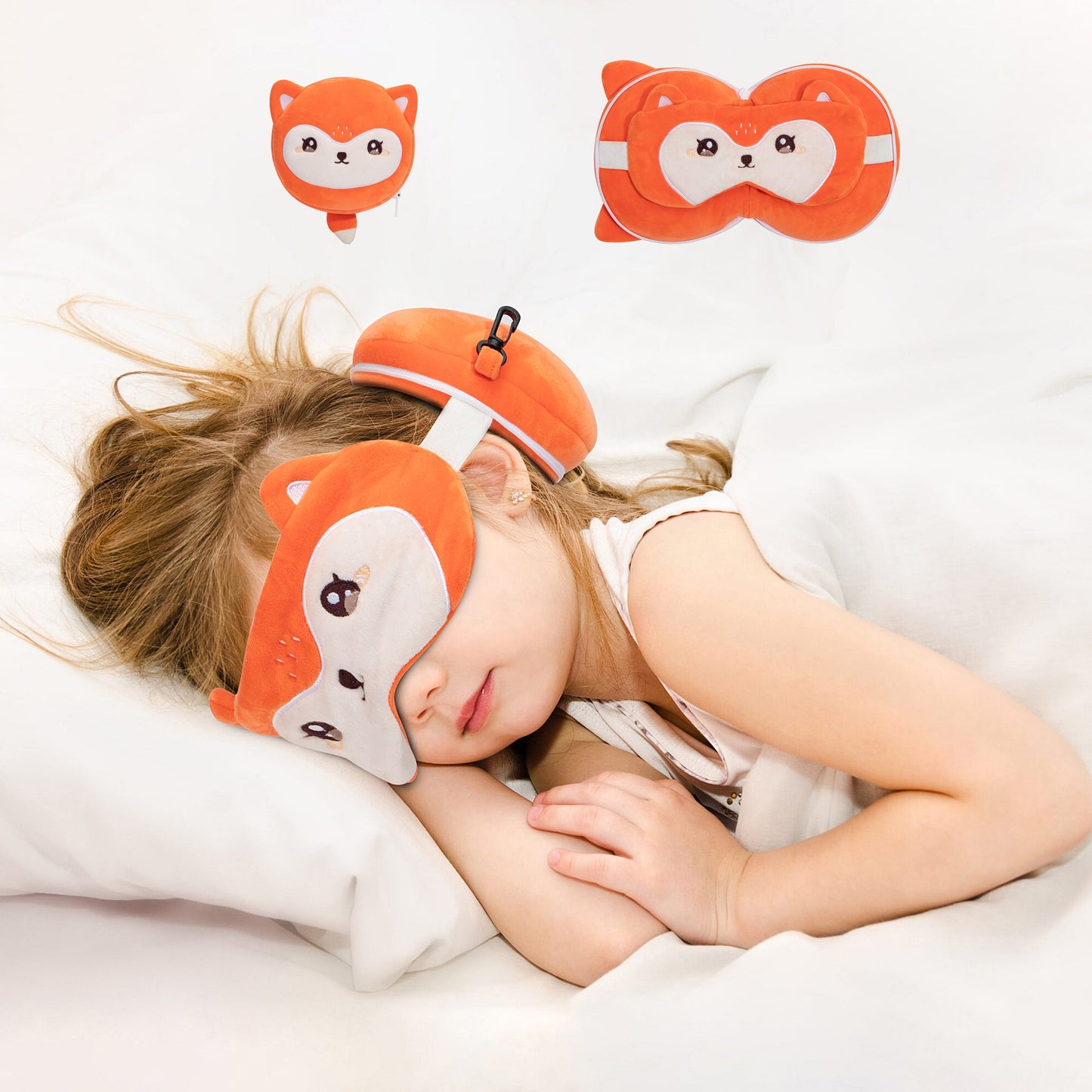 Kids 2-in-1 Travel Pillow and Eye Mask Animal Plush Soft Eye Mask Blindfold for Sleeping, Nights and Travel