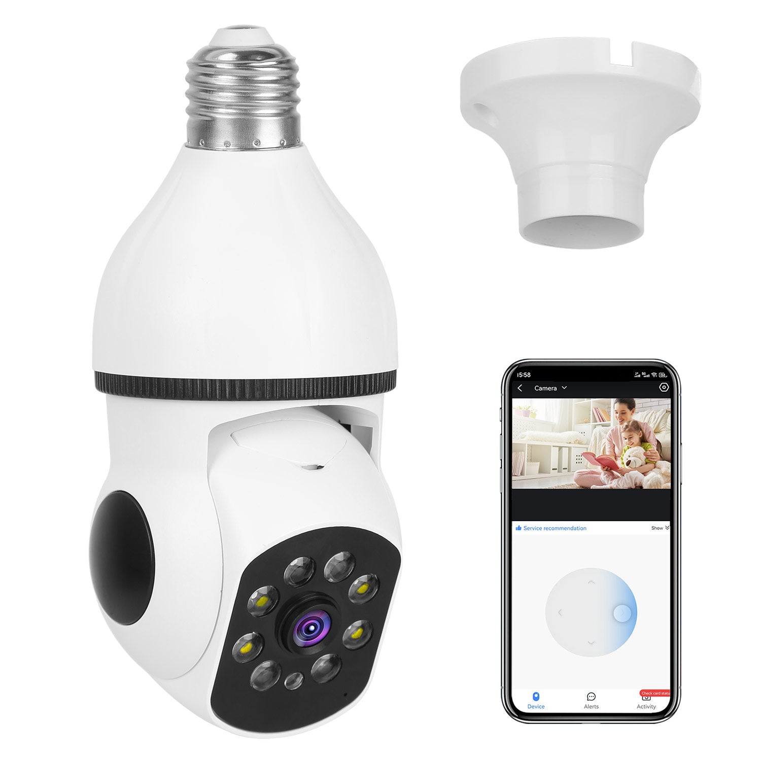 title:E27 WiFi Bulb Camera 1080P FHD WiFi IP Pan Tilt Security Surveillance Camera with Two-Way Audio Full Color Night Vision Flood Light Motion Tracking Si- Electronics;color:White