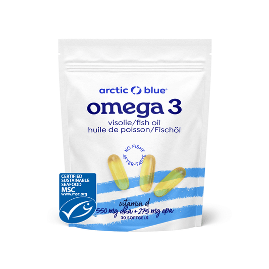 Arctic Blue MSC Omega-3 Fish Oil Softgels with DHA and EPA with Vitamin D3