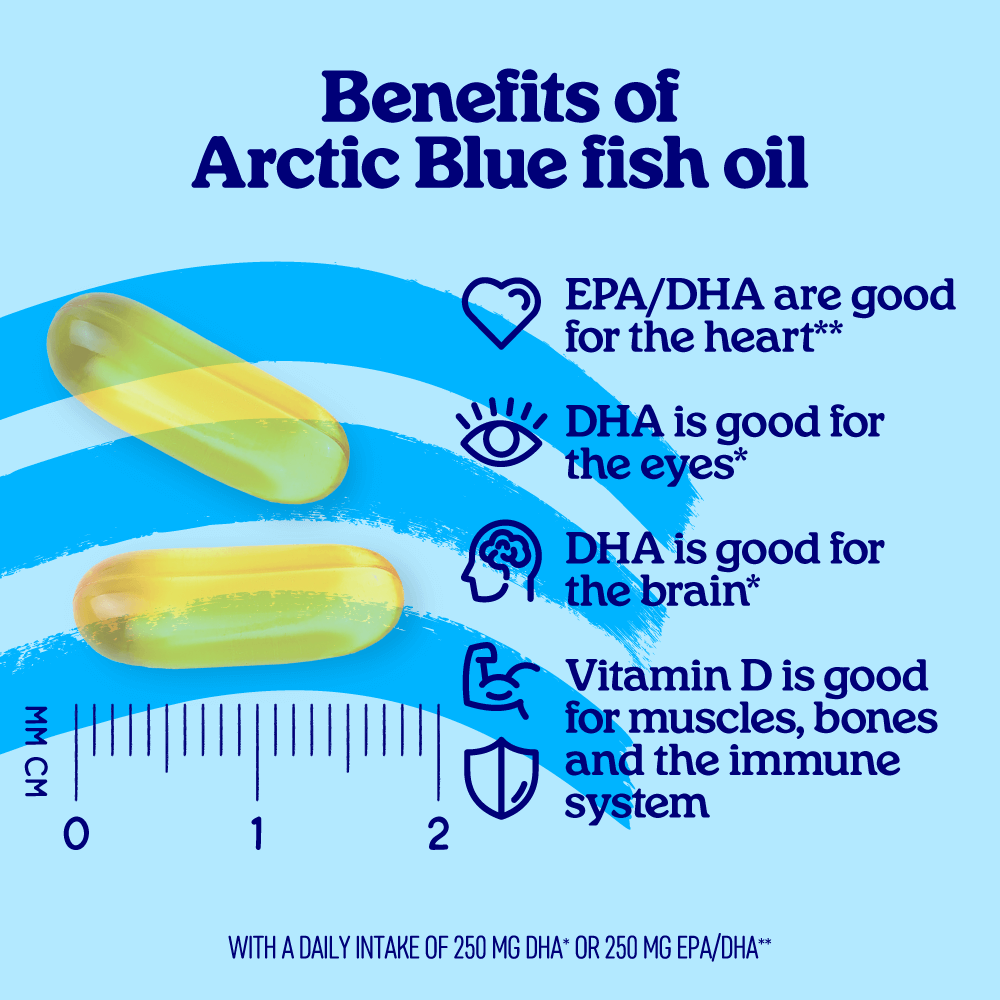 Arctic Blue MSC Omega-3 Fish Oil Softgels with DHA and EPA with Vitamin D3