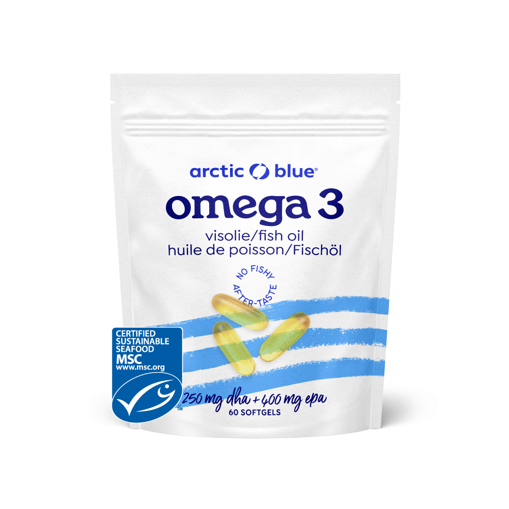 Arctic Blue MSC Omega-3 Fish Oil Softgels with DHA and EPA with Vitamin D3