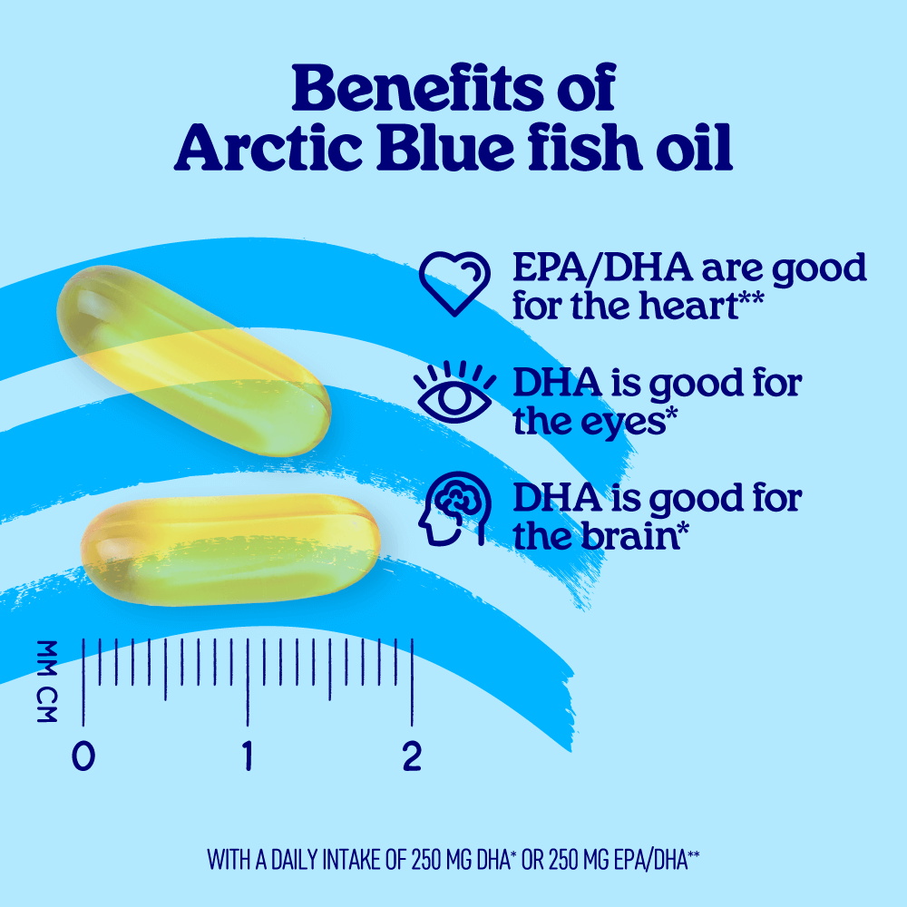 Arctic Blue MSC Omega-3 Fish Oil Softgels with DHA and EPA with Vitamin D3