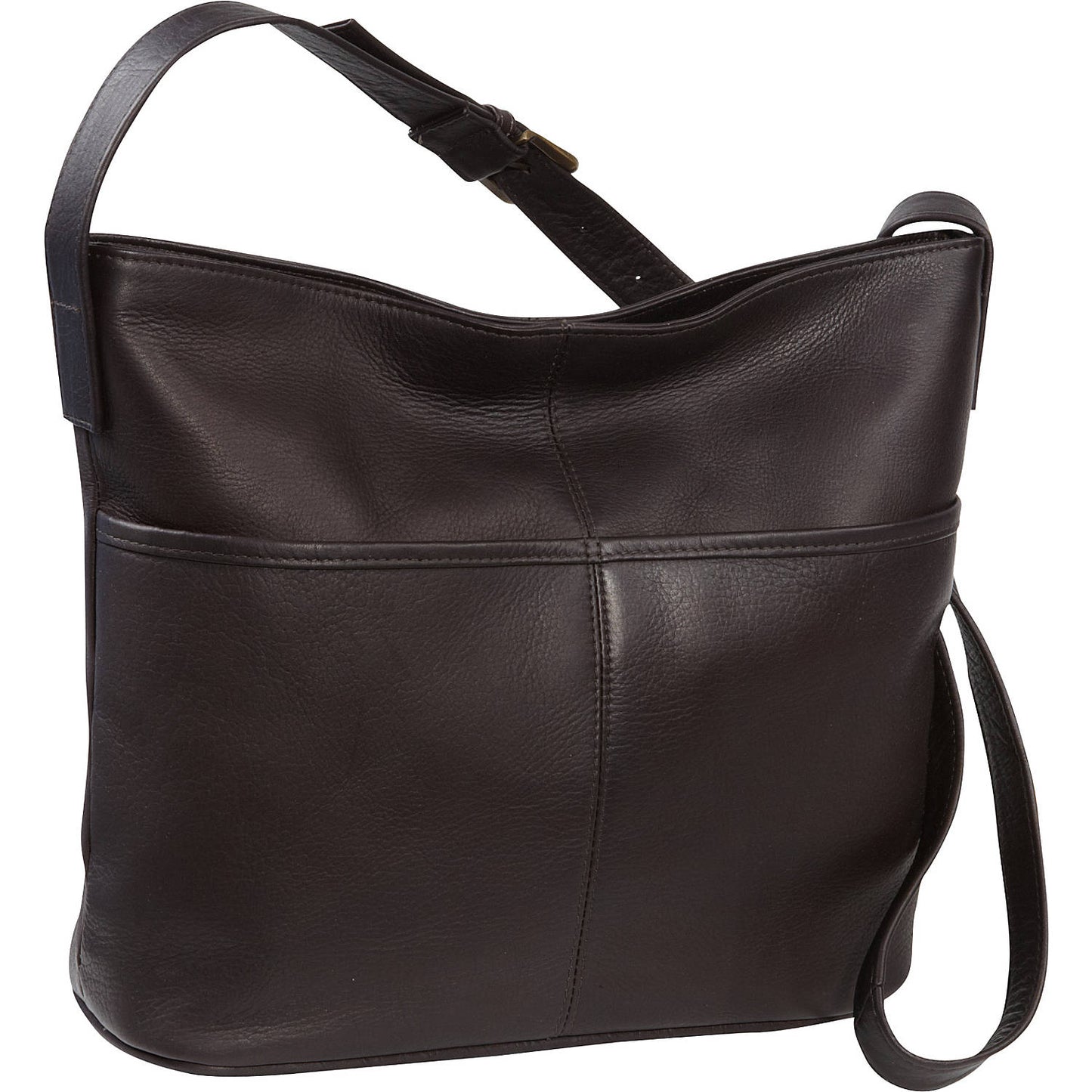 title:Le Donne Leather Two Slip Pocket Shoulder Bag;color:CAFE