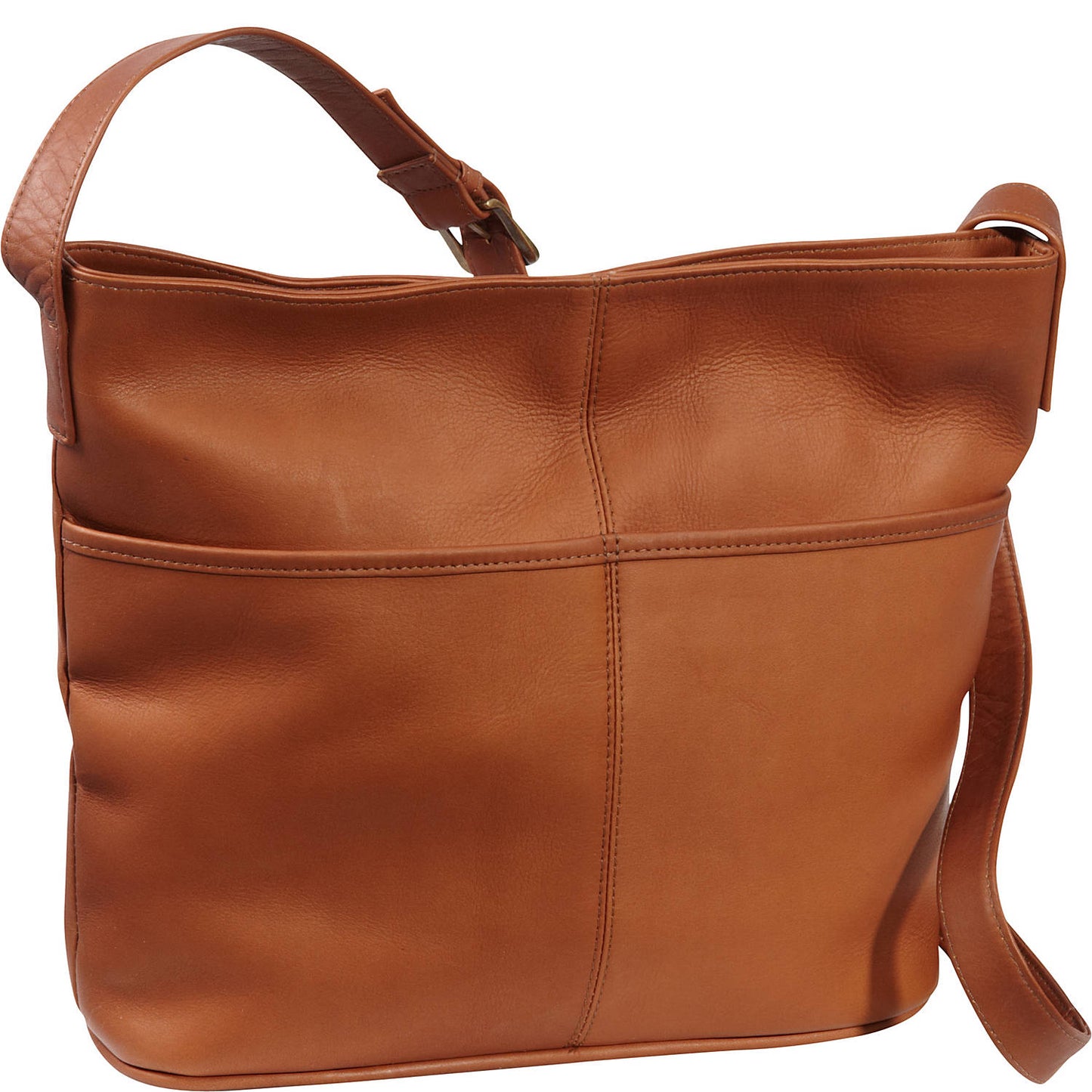 title:Le Donne Leather Two Slip Pocket Shoulder Bag;color:TAN