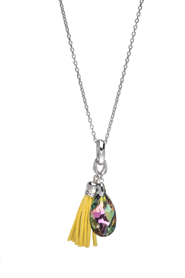 2-in-1 Tassel Teardrop Crystal Long Necklace - Ruumur