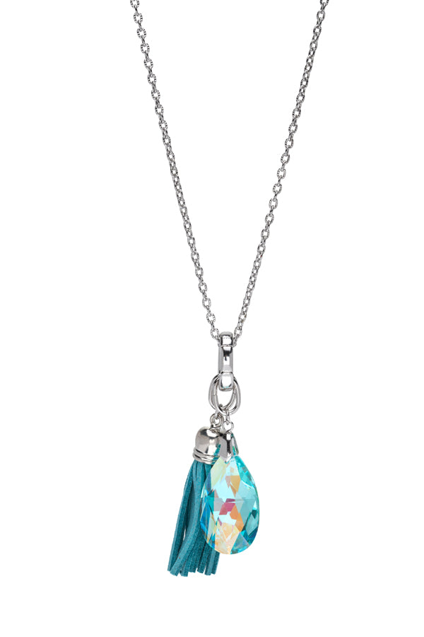 2-in-1 Tassel Teardrop Crystal Long Necklace - Ruumur