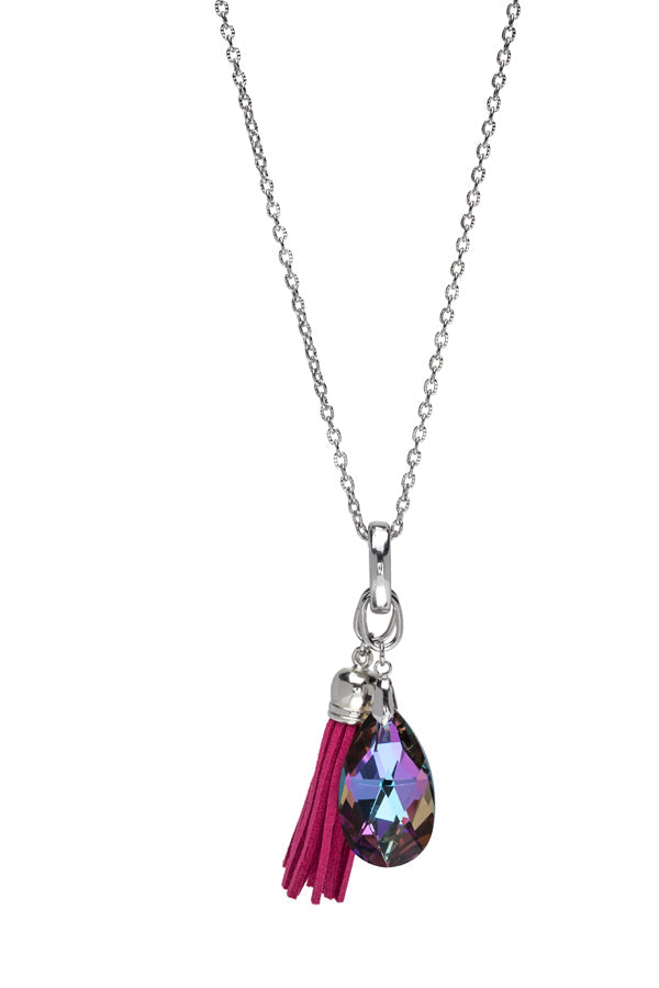 2-in-1 Tassel Teardrop Crystal Long Necklace - Ruumur