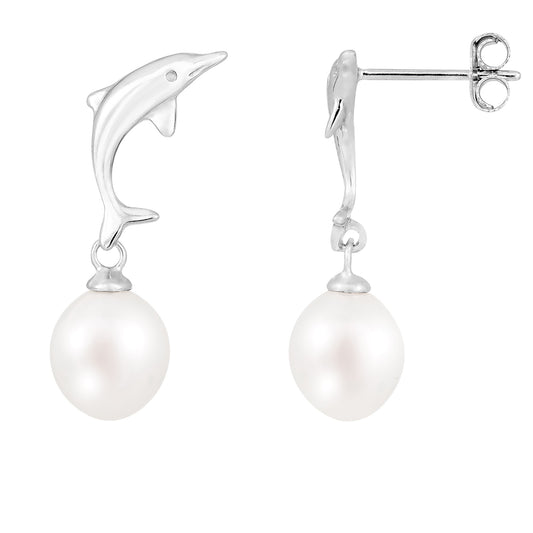 title:Splendid Pearls Sterling Silver Pearl Earrings ESR-424;color:White