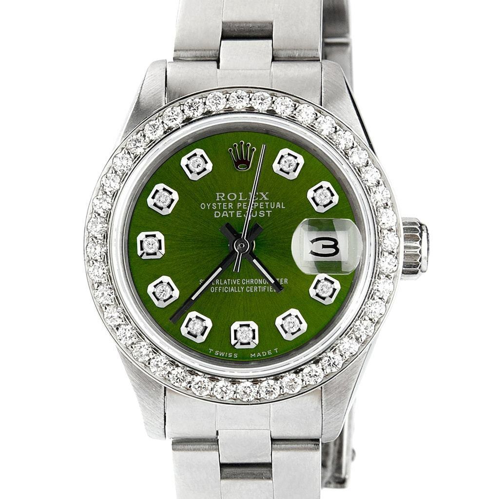 title:Rolex Datejust 26mm Diamond Bezel/Chartreuse Green Dial Oyster Steel Watch TFJ-142508073;color:not applicable