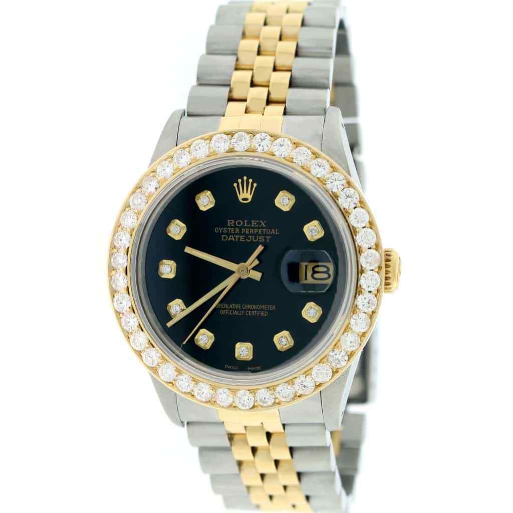 title:Rolex Datejust 36mm 2-Tone Gold/Steel Watch w/Black Diamond TFJ-142508067;color:not applicable