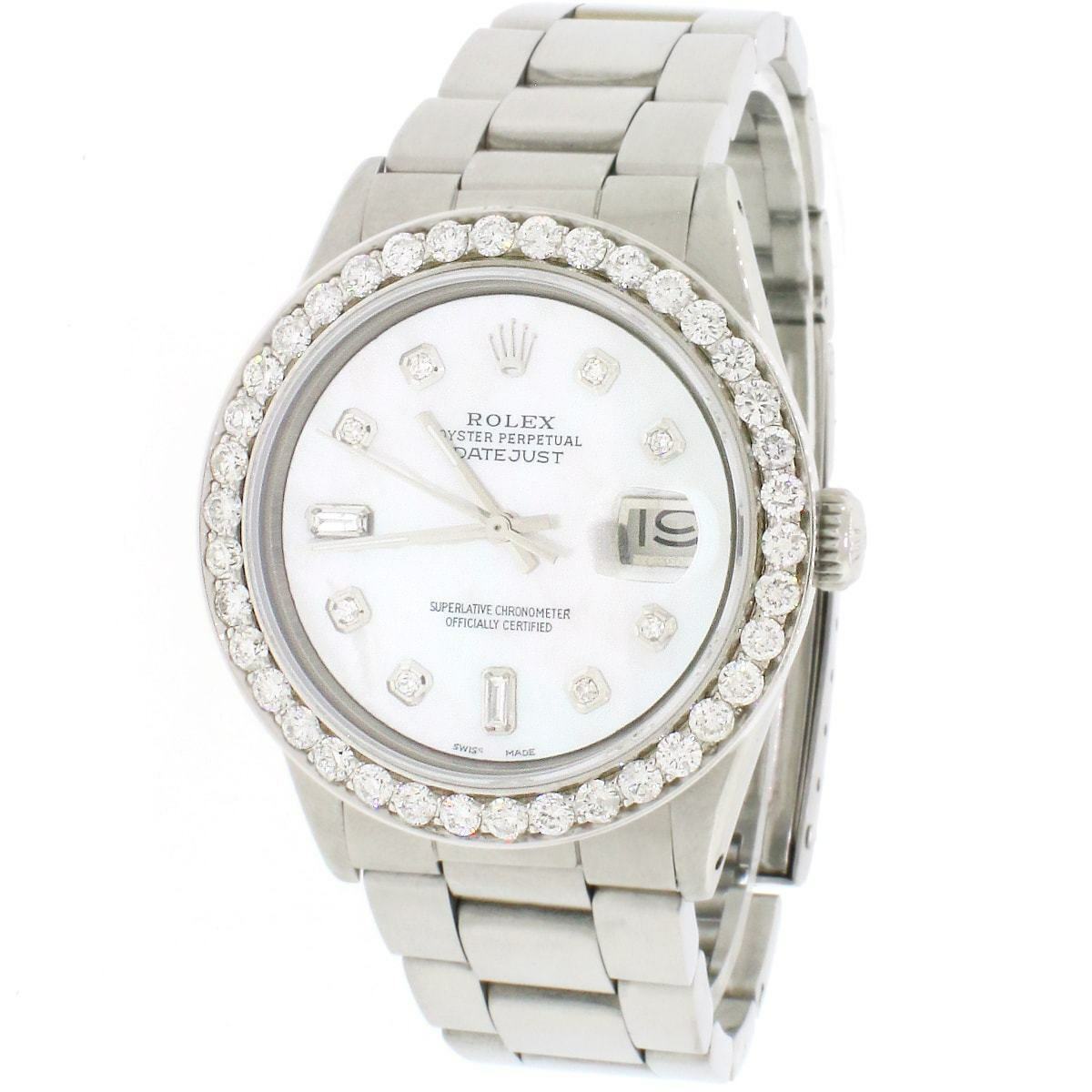 title:Rolex Datejust Stainless 36mm Oyster Watch w/White MOP Diamond Dial  TFJ-142508065;color:not applicable