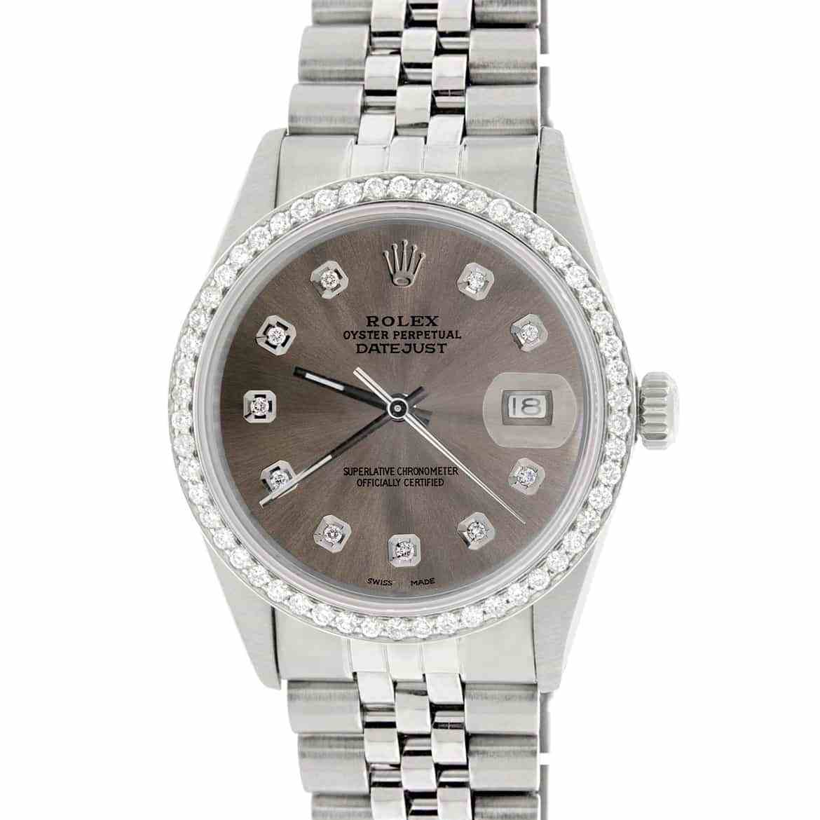 title:Rolex Datejust 36mm Steel Jubilee Watch with Dark Gray Dial &amp; Diamond Bezel TFJ-142508058;color:not applicable