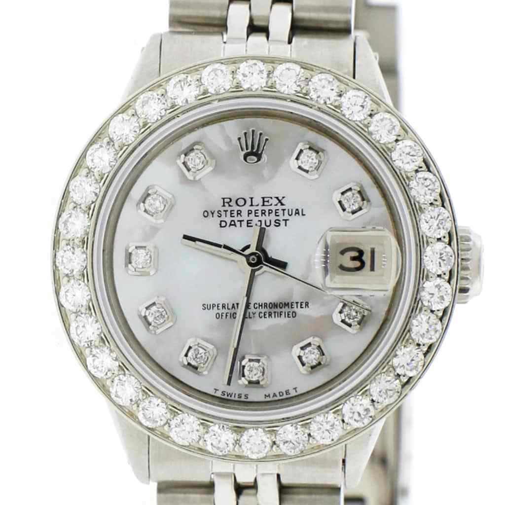 title:Rolex Datejust 26mm 1.30Ct Diamond Bezel/White MOP Dial Jubilee Steel Watch TFJ-142508046;color:not applicable