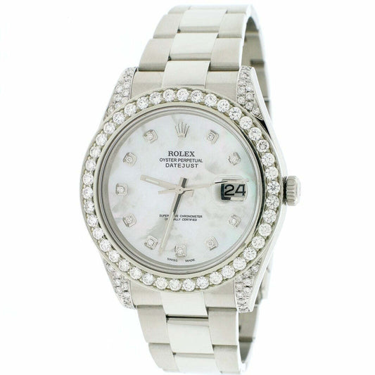 title:Rolex Datejust II 41mm 3.88ct Diamond Bezel/Lugs/White MOP Dial  TFJ-142508037;color:not applicable