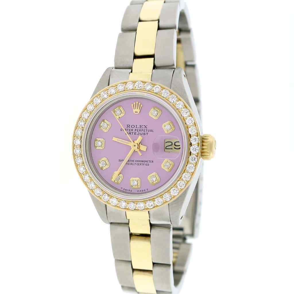 title:Rolex Datejust Ladies 2-Tone 26mm Diamond Bezel/Pink Lavender Dial Oyster Watch TFJ-142508036;color:not applicable