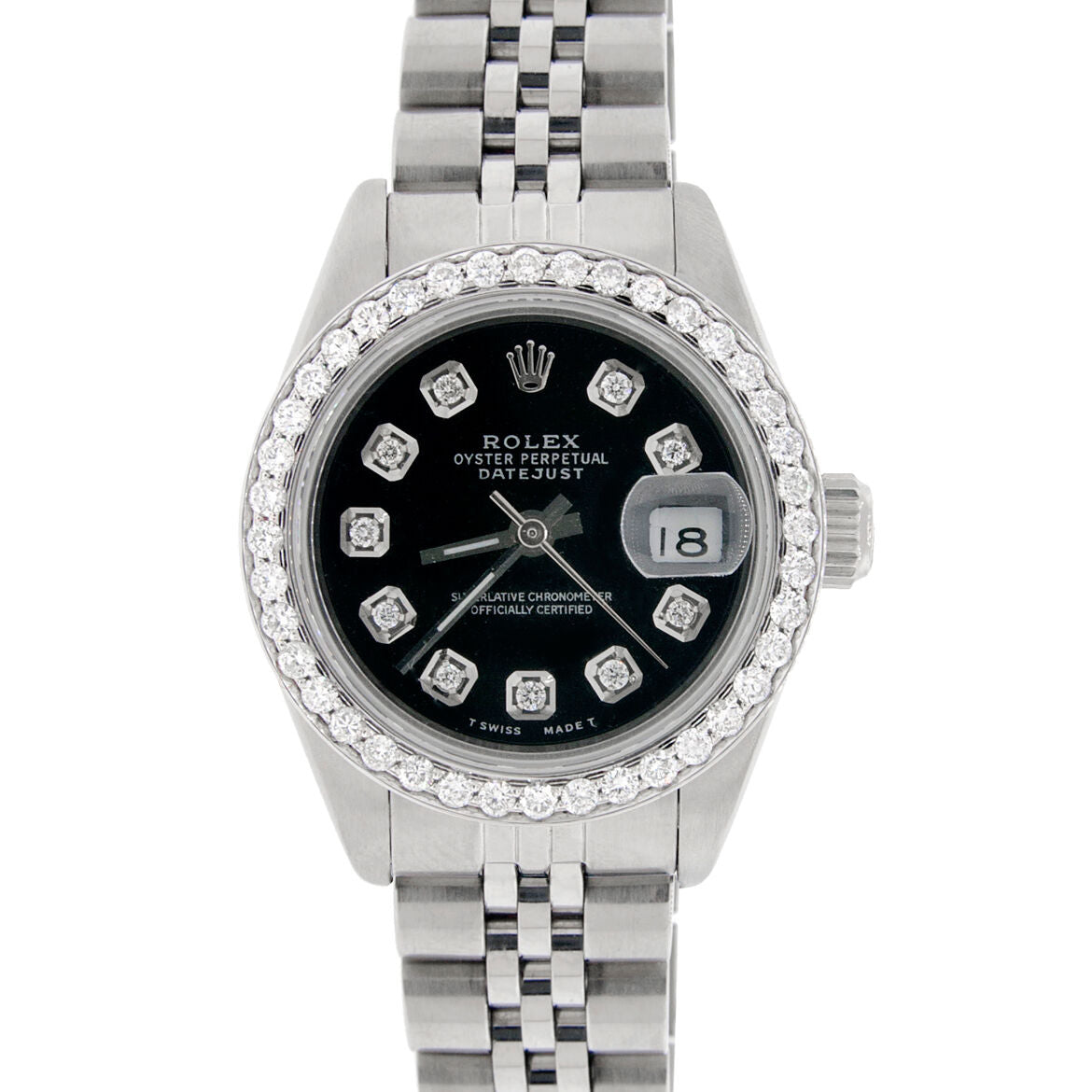 title:Rolex Datejust Ladies 26mm Diamond Bezel/Black Dial Jubilee Steel Watch TFJ-142508034;color:not applicable