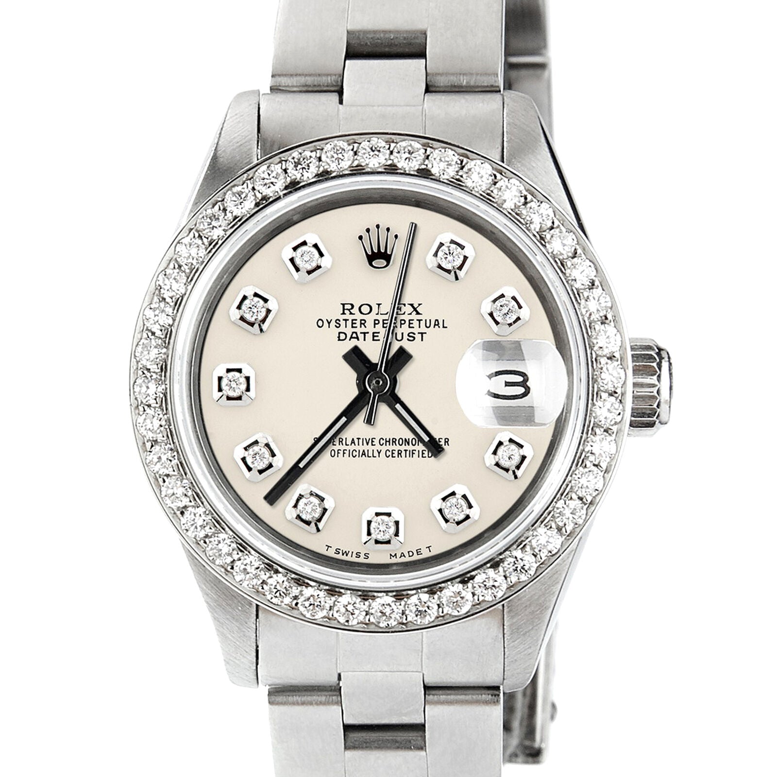 title:Rolex Datejust Ladies 26mm Diamond Bezel/Ivory Color Dial Oyster Steel Watch TFJ-142508026;color:not applicable