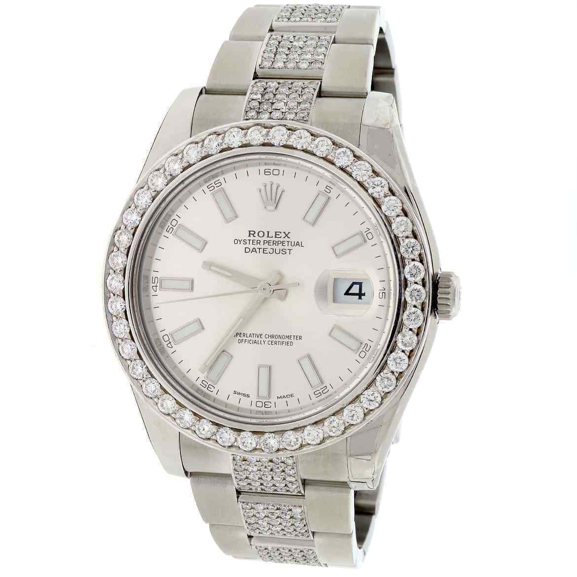 title:Rolex Datejust II 41mm 6.1CT Diamond Bezel/Bracelet/Factory Silver Dial Watch TFJ-142508185;color:not applicable