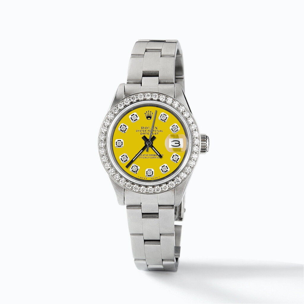 title:Rolex Datejust Ladies 26mm Diamond Bezel/Lemon Yellow Dial Oyster Steel Watch TFJ-142508184;color:not applicable