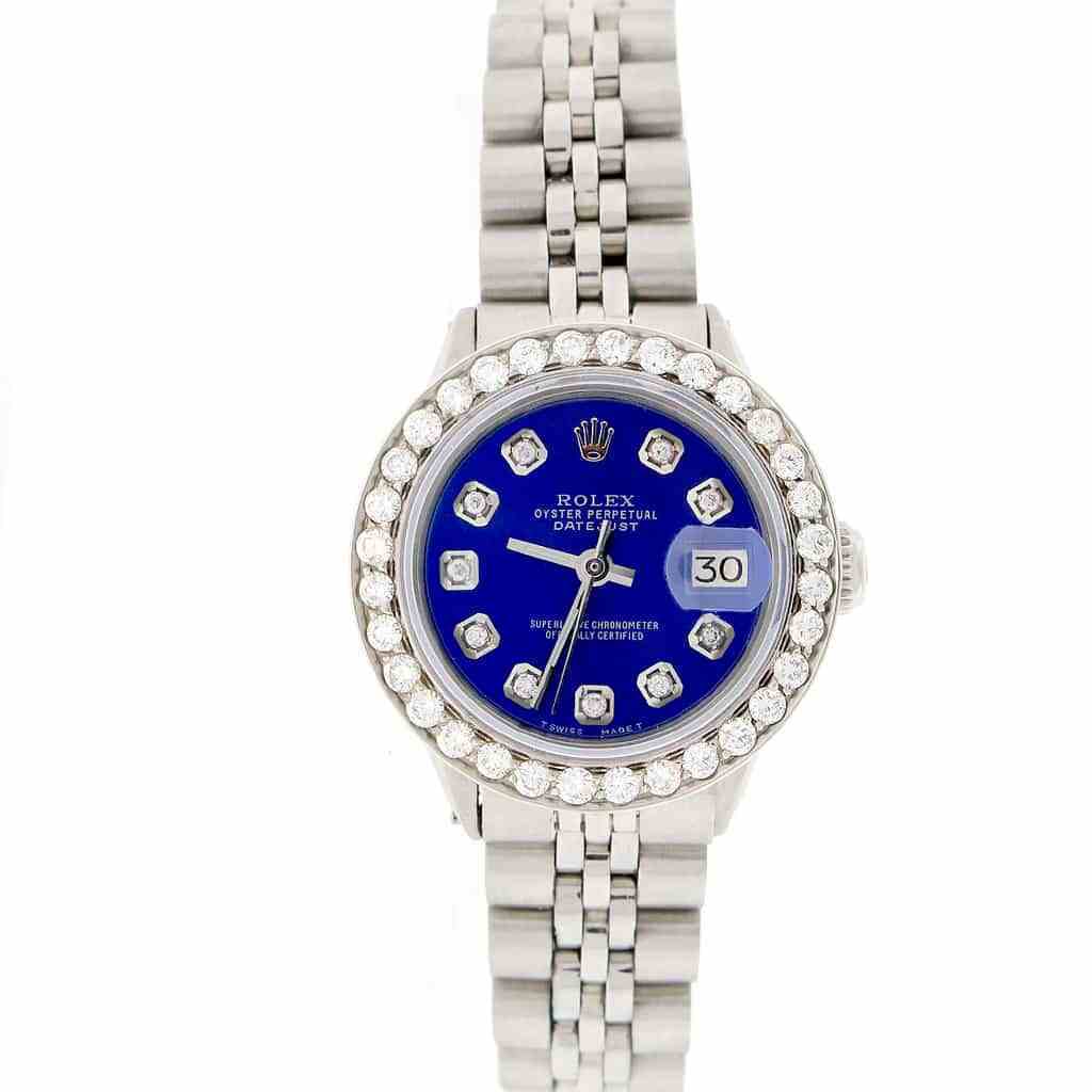 title:Rolex Datejust Ladies 26mm 1.3Ct Diamond Bezel/Royal Blue Dial Jubilee Watch TFJ-142508182;color:not applicable