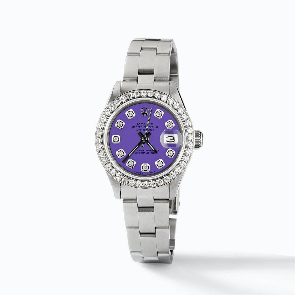 title:Rolex Datejust Ladies 26mm Diamond Bezel/Lavender Dial Oyster Steel Watch TFJ-142508160;color:not applicable