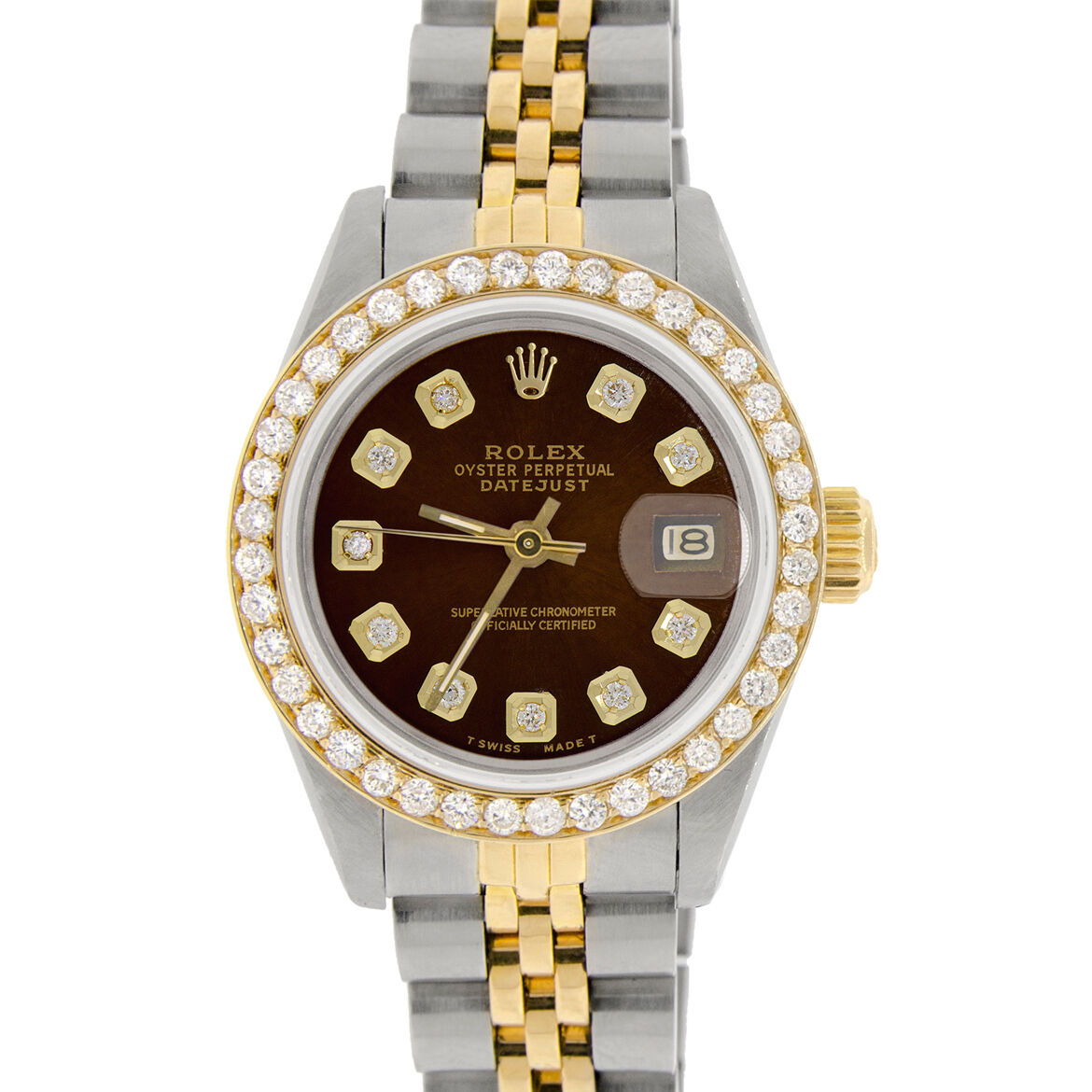 title:Rolex Datejust Ladies 2-Tone Jubilee 26mm Diamond Bezel/Cocoa Brown Dial  TFJ-142508138;color:not applicable