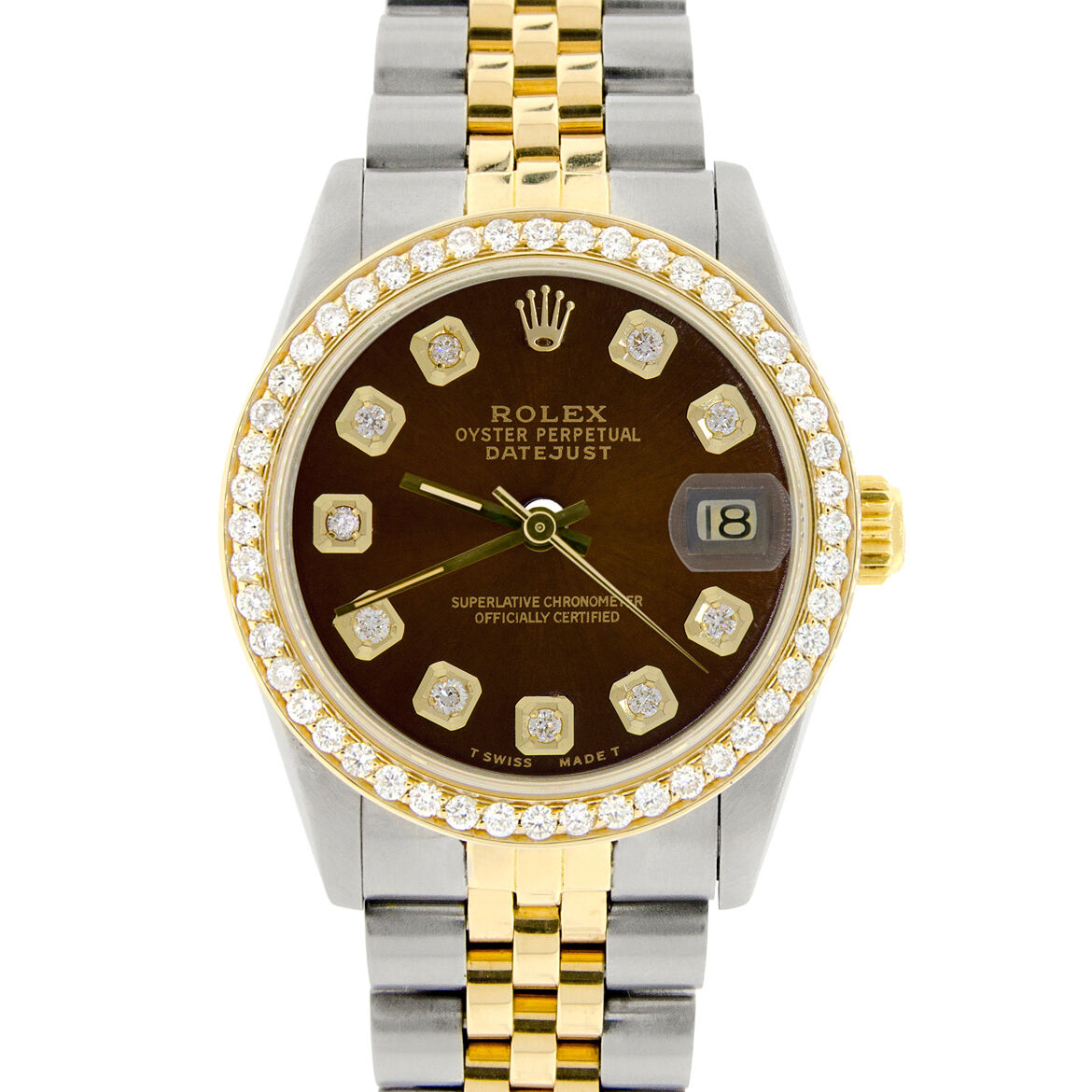 title:Rolex Datejust 2-Tone Gold/Steel 31mm Womens Watch w/Brown Dial &amp; Diamond Bezel TFJ-142508137;color:not applicable