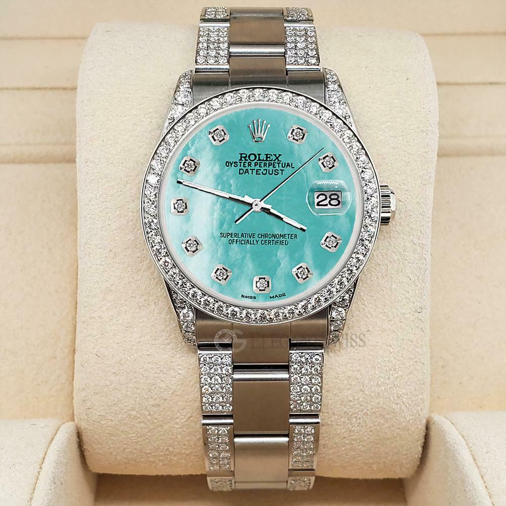 title:Rolex Datejust 31mm 3.5ct Diamond Bezel/Lugs/Bracelet/Aquamarine MOP Dial Watch TFJ-142508811;color:not applicable