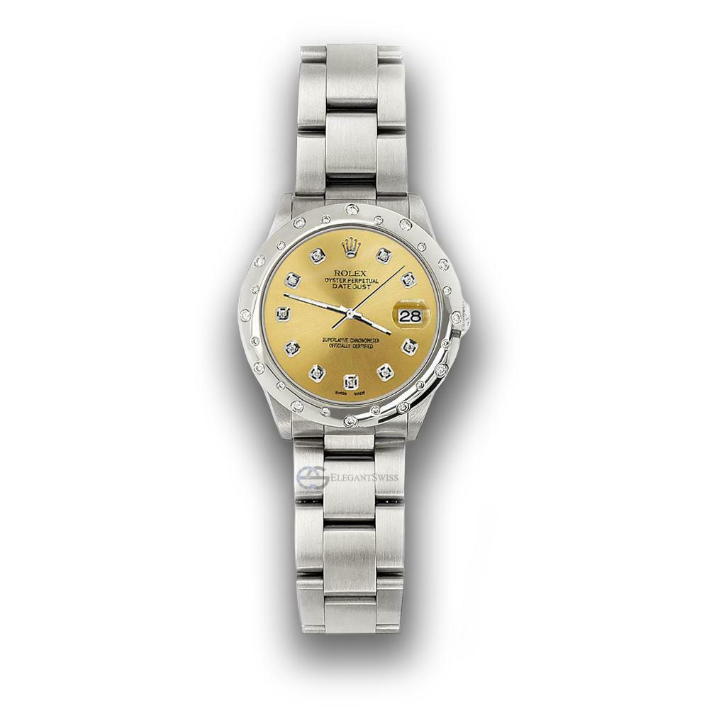 title:Rolex Datejust Midsize 31mm Domed 24 Diamonds Bezel/Champagne Dial Watch 78240 TFJ-142508796;color:not applicable